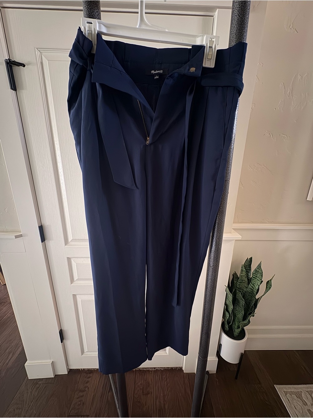 Madewell Navy Tie-Waist High-Rise Trousers
